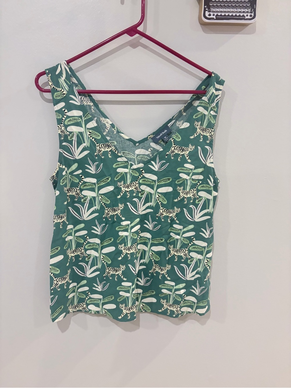 ModCloth Green Tropical Tiger Print V-Neck Camisole